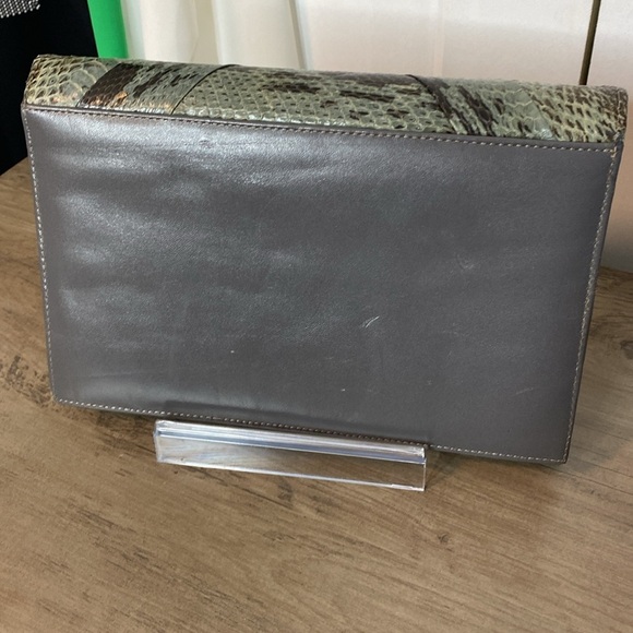 Vintage Snakeskin Python Pattern Clutch - Green and Grey - East West - Envelope - Picture 2 of 5